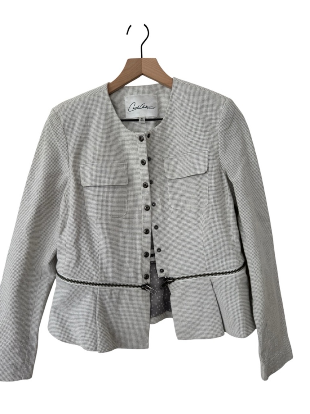 CAbi Zip Line Blazer 205 Textured Peplum Jacket - Size 6